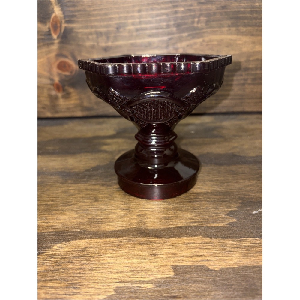 Vintage AVON Cape Cod 1876 Red Candy Dish / Reversed Candle Holder 4.5"